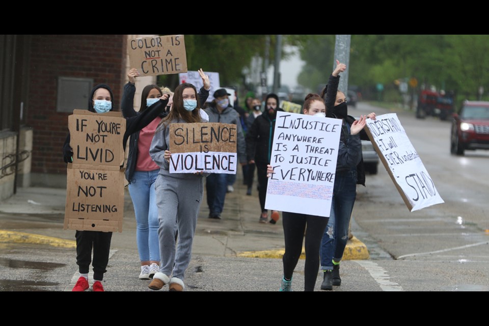 A peaceful rally against racism was held in Civic Park and downtown Humboldt. Photo by Devan C. Tasa