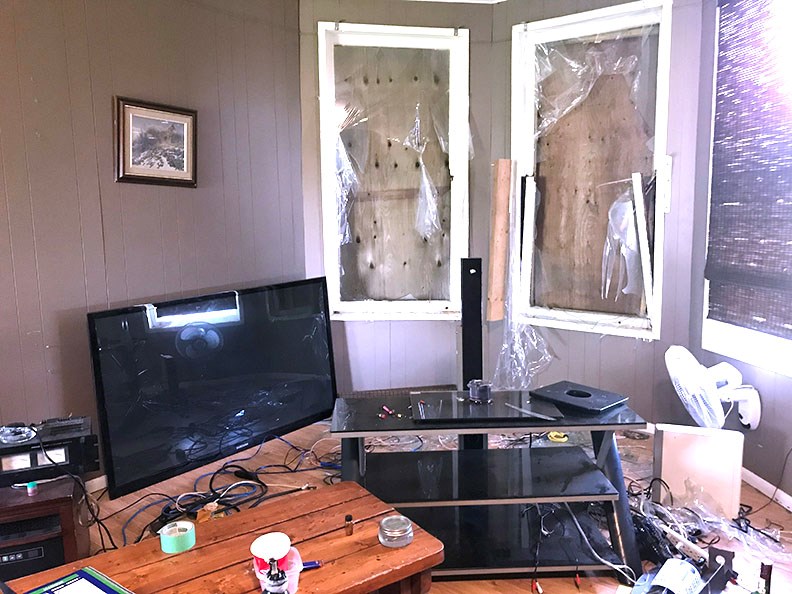 The inside of the house raided by RCMP May 14 is trashed. Kurt Miller, who was released on bail June 2, allowed photos to be taken of the interior. Miller said his 65 inch television and windows were smashed during the drug bust at the rural home north of Biggar in the R.M. of Glenside.