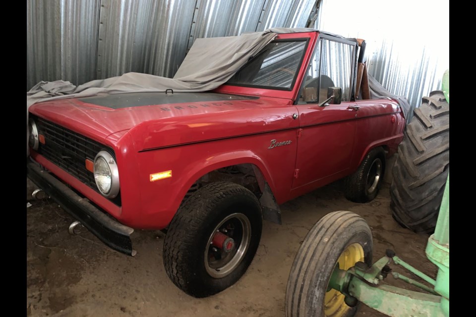 A 1966 Red Ford Bronco with license plate AAD840 SK was stolen from a farmyard east of Weyburn last night. Photo submitted