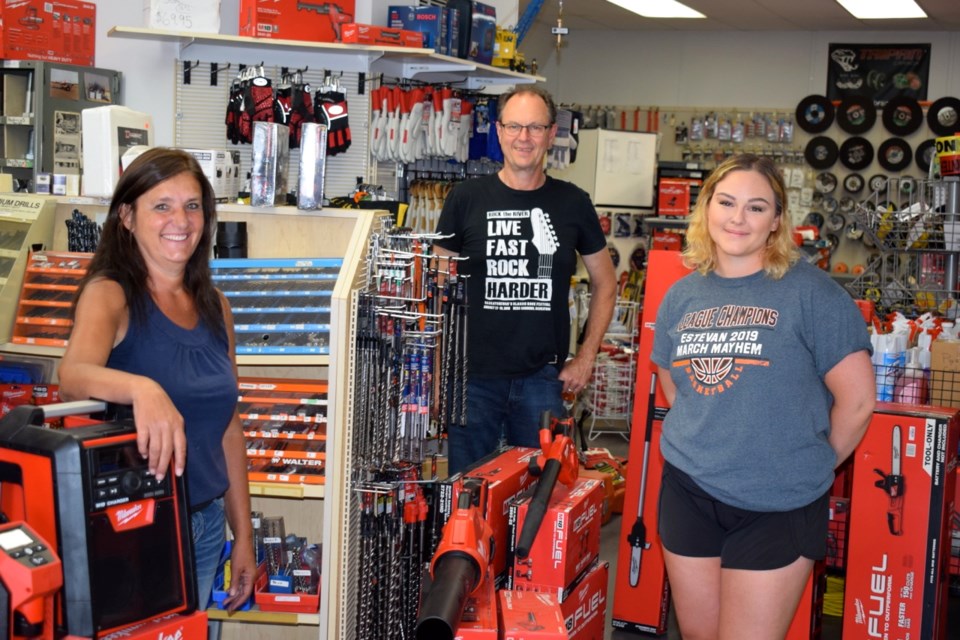 From left, Doris Steinke, Bernie Bjorndalen and Bridget Bjorndalen are eager to see customers at Southern Bolt Supply in Estevan.