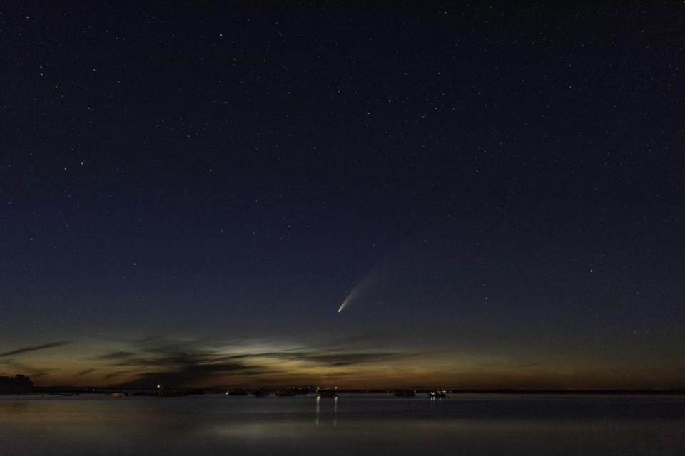 This photograph by Notanee Bourassa of Regina captured the Comet NEOWISE as it passed over Good Spirit Lake during the night of July 11 and 12. Under dark skies the comet could be clearly seen with the naked eye and was expected to remain visible through most of July. -Photo courtesy Notanee Bourassa