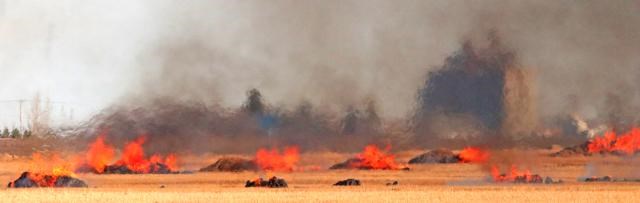 Flax bale fires