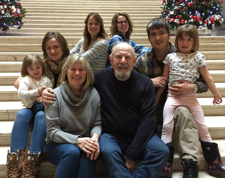 The Pettersen family, with Judy and Clarence front and centre, spend some time during the 2017 Christmas season at the Manitoba legislature. This would be the family's last Christmas together before Clarence died three months later. - SUBMITTED PHOTO