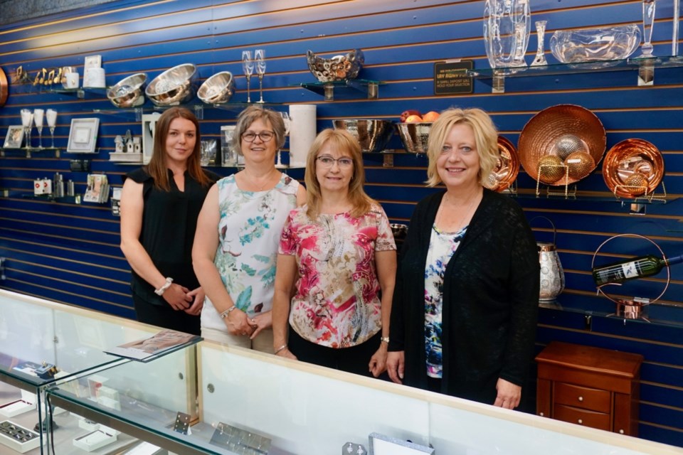 From left, Jamie Daniuk, Theresa Zieglgansberger, Noel Unger and Laurel Buck are ready to help customers at A&A Jewellery.