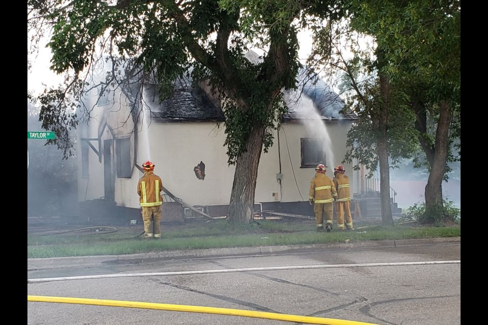 The house on East Avenue and Taylor Street was engulfed in flames when the Kamsack fire brigade arrived on the scene, and as the second photo shows, it was a pile of rubble when it was all over.