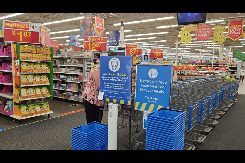 Signs at the Estevan’s Walmart state that masks are now mandatory at all times while in-store.