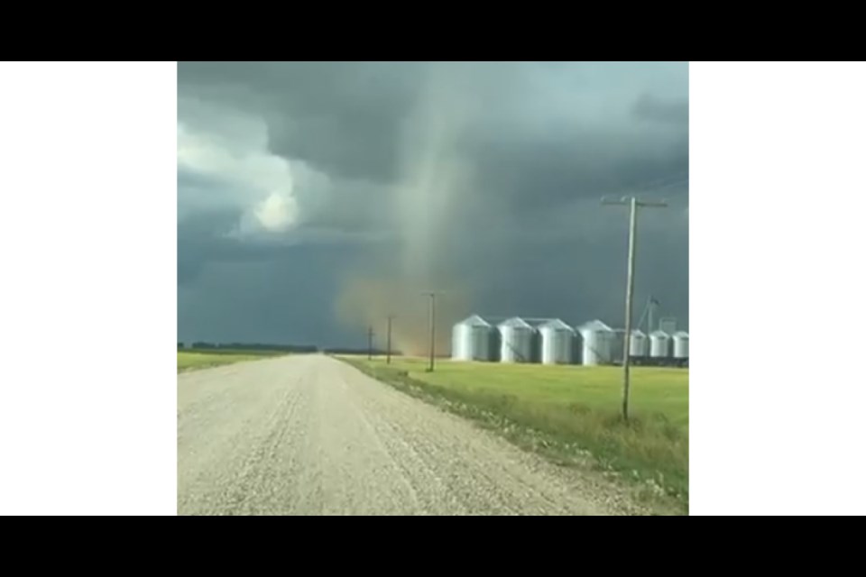 Video of a tornado was taken by a local as she drove down Moseley Road west of Lake Lenore. Screenshot of video by Amber Rumpel