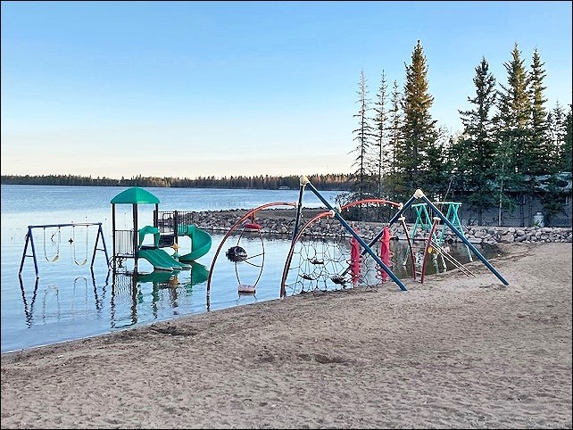 The playground at Meeting Lake Regional Park has been submerged in water all summer.