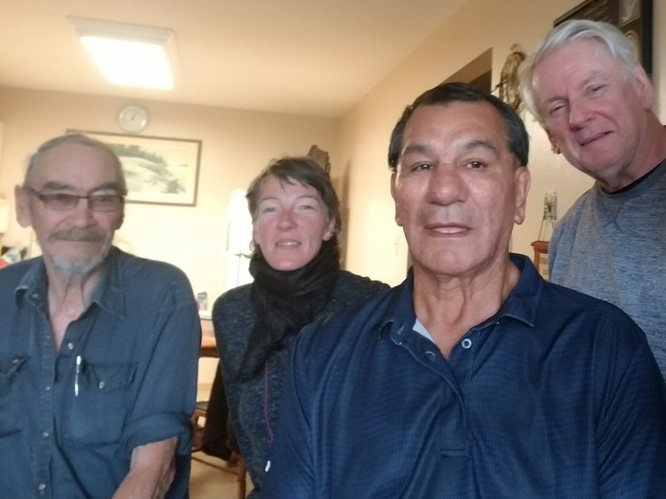 Access to information advocate D'Arcy Hande (right) with Tracy Merasty of Sandy Bay, Fred Pederson o