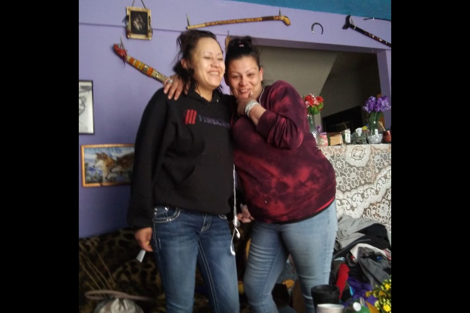 Nicole Cook, right, is charged in connection to the murder of Tiki Laverdiere, left. Cook told CBC that Laverdiere was a close family friend and one of Tristen Cook-Buckle's best friends. Laverdiere was in North Battleford April 2019 to attend Cook-Buckle's funeral on Thunderchild First Nation. (Facebook photo)