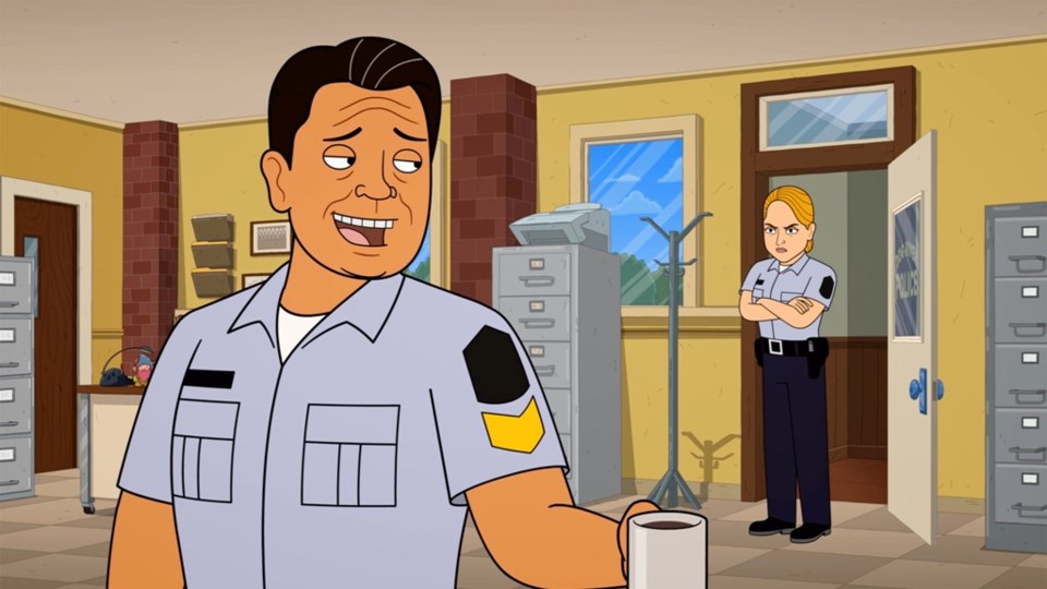 Sgt. Davis Quinton & Officer Karen Pelly Animated. Corner Gas Animated/CTV Comedy Channel.