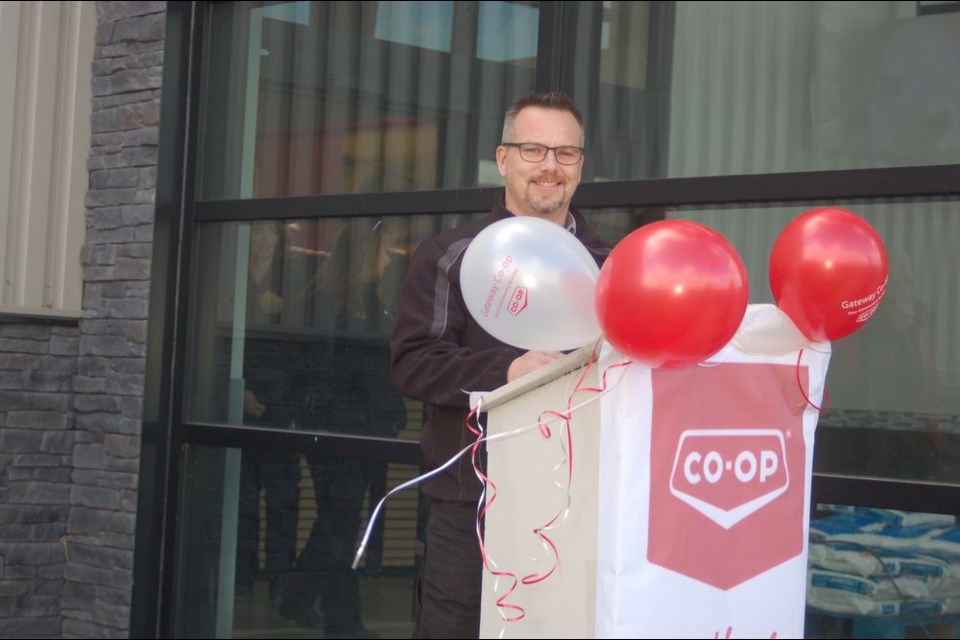 Chris Balyski, the Home Centre manager, spoke briefly at the ribbon cutting ceremony.