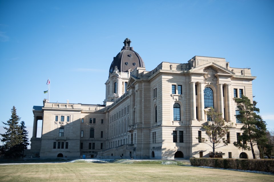 The Saskatchewan Legislature, as seen on election day, awaits its new members. Photo by Brian Zinchu