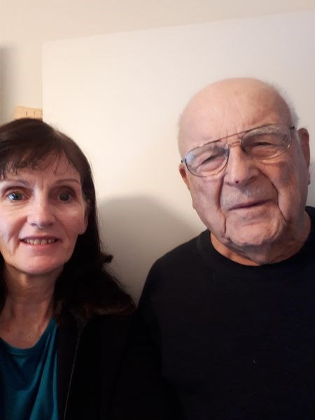 William (Bill) Shymkiw celebrated the release of his new book with his caregiver Rita, in Olds, Alberta.