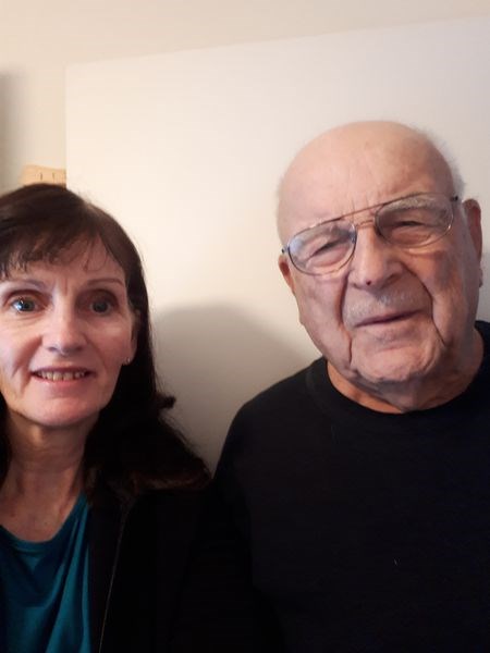 William (Bill) Shymkiw celebrated the release of his new book with his caregiver Rita, in Olds, Alberta.