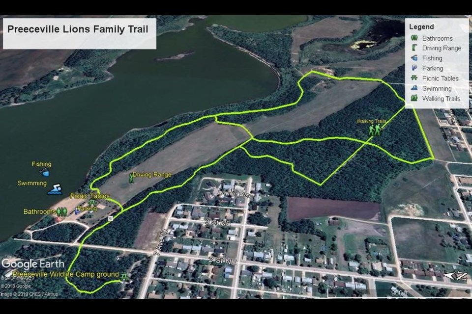 A map of the Preeceville Lions Family trail