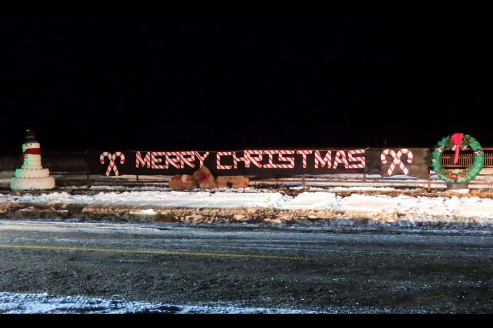 Upon your arrival to Elbow on Main Street, it's hard to ignore this holiday greeting.