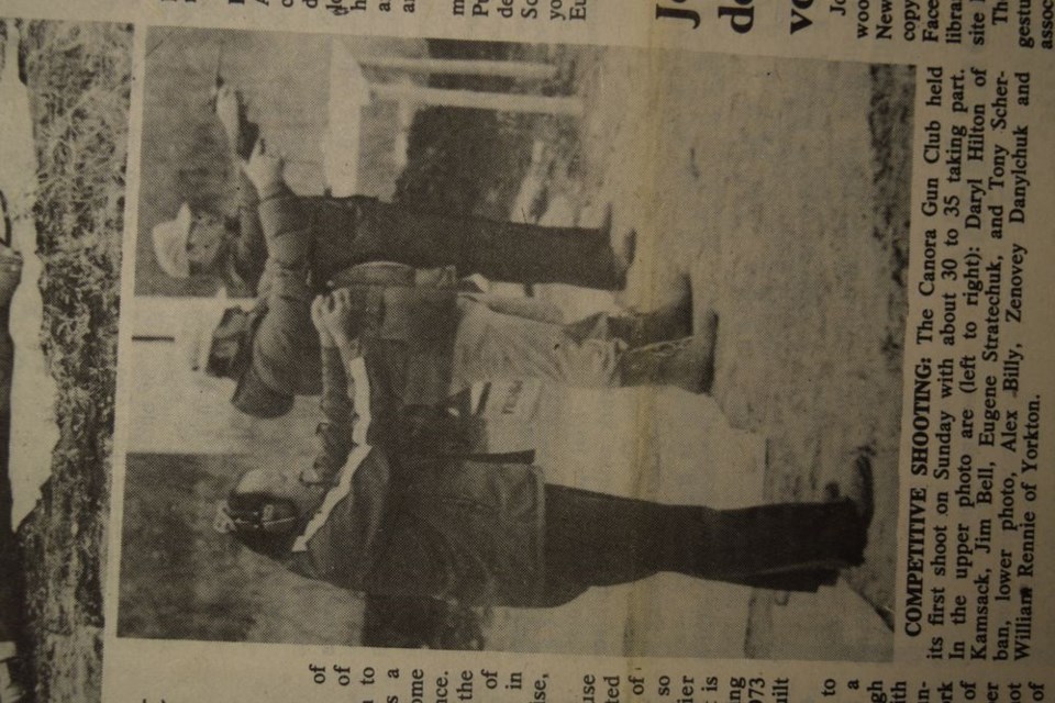 The Canora Gun Club held its first shooting of the 1977 season with about 30 to 35 shooters taking part. From left, were; Alex Billy, Zenovey Danylchuk and William Rennie of Yorkton.