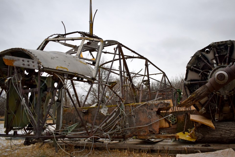 The Avro Anson plane is now on display at Lester Hinzman's yard.