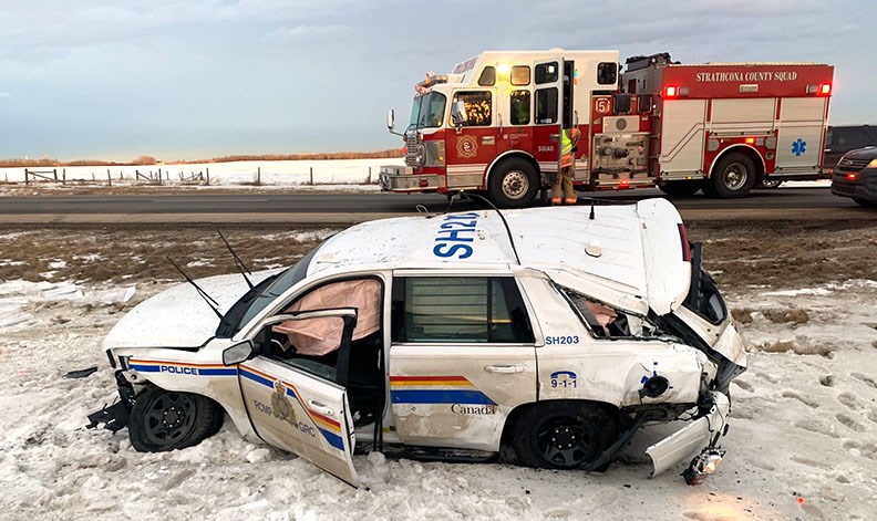 Two Onion Lake, Sask., residents, Michael Patrick Hill, 23, and a 21-year-old woman, were arrested after an Alberta RCMP officer was injured following a police pursuit. (RCMP photo)