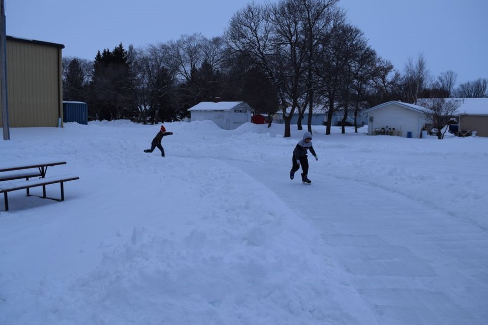 Skaters have the option of speeding around a figure 8 feature at the south end of the new outdoor rink in King George Park.