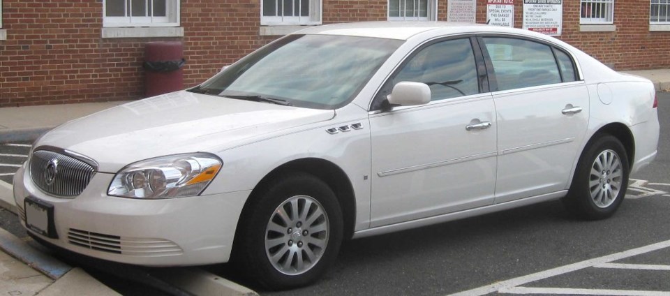 A stock photo of Sandra Wittow’s car, a 2008 white Buick Lucerne