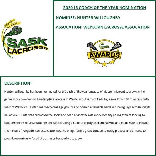 Weyburn lacrosse players, volunteers, coaches recognized during 2020 awards_7