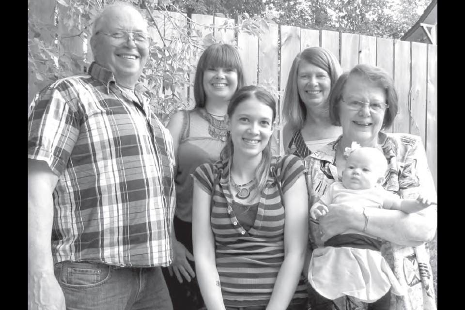 Randy poses for a photo with five generations of the Daneliuk family - himself, daughter Lee-Ann, granddaughter Rykki, wife Rose, mother-in-law Josie Hodgson and great-granddaughter Alesya. - FILE PHOTO