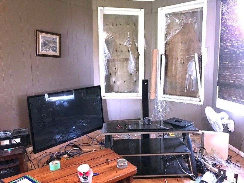 The inside of the Kurt Miller’s house was trashed on May 14, 2020, during an RCMP raid of the rural property north of Biggar, according to Miller. He said his 65-inch television and windows were smashed during the drug bust at the rural home north of Biggar in the R.M. of Glenside. Miller allowed photos to be taken.