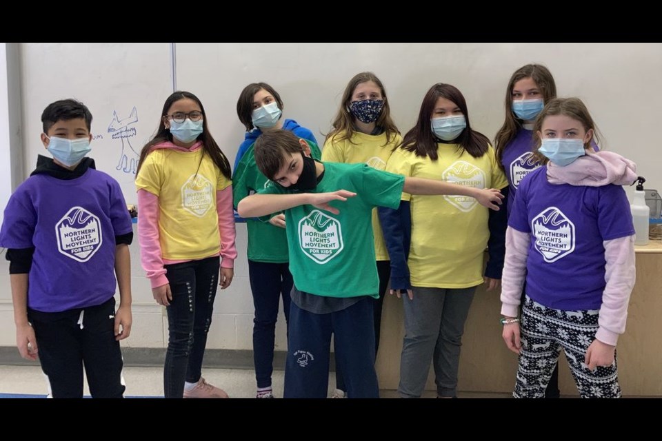 Kamsack Comprehensive Institute students from Cara Shabatoski’s Grade six class are participating in Northern Lights Movement for Kids: The Great Prairie Race along with a partnering school from Air Ronge. Some of the participating students are, from left: Ameer Prejola, Mariz Bareng, Summer Erhardt, Grace Shabatoski, Kira Stevenson, Ally Warriner, Trista Palagian, and in the front is Cage Clark.