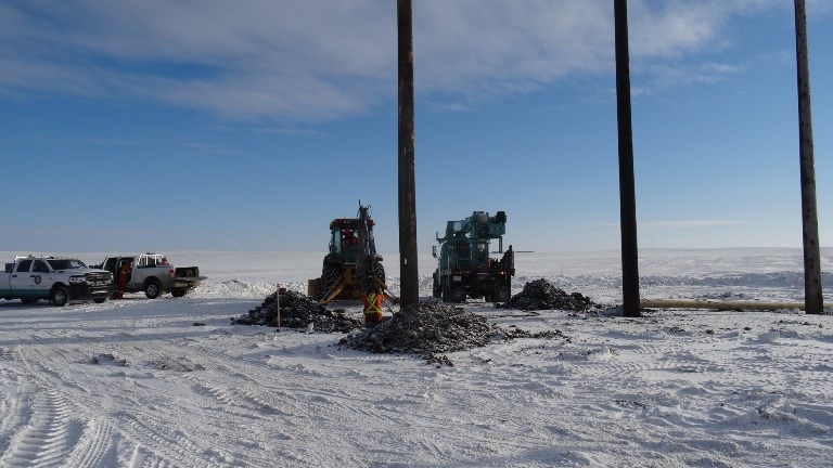 Work being undertaken south of Unity as part of line relocation project south of Unity. Photo courtesy SaskPower