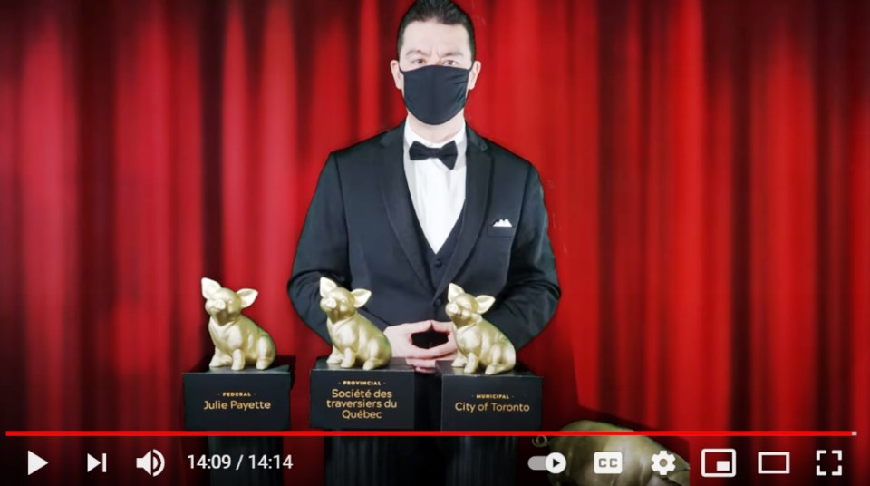 A screenshot from this year's Teddy Awards presentation.