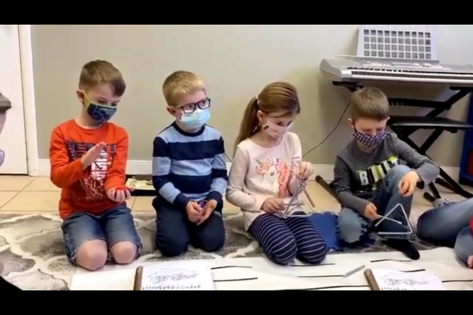 Music for Young Children class performing, from left, Kordel Morrow, Lincoln Karst, Camille Farnden and Ethan Brooks. Image submitted