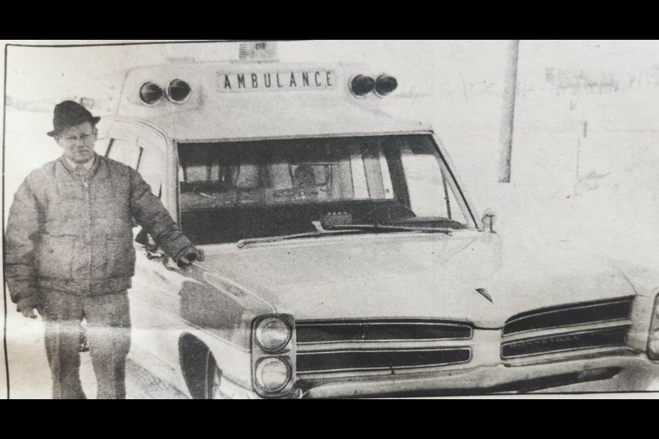 March 7, 1974 – Ken Ballard, formerly of Tisdale, established another ambulance service in Kamsack in the year 1974. The business operated under the name Kamsack Ambulance and the vehicle was kept at the Ritchie and Son Building while Ballard searched for a permanent garage.