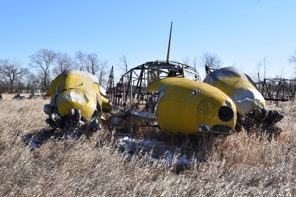 This Avro Anson sitting in the centre of the open-air museum still has its wheels and is in better shape than other pieces.