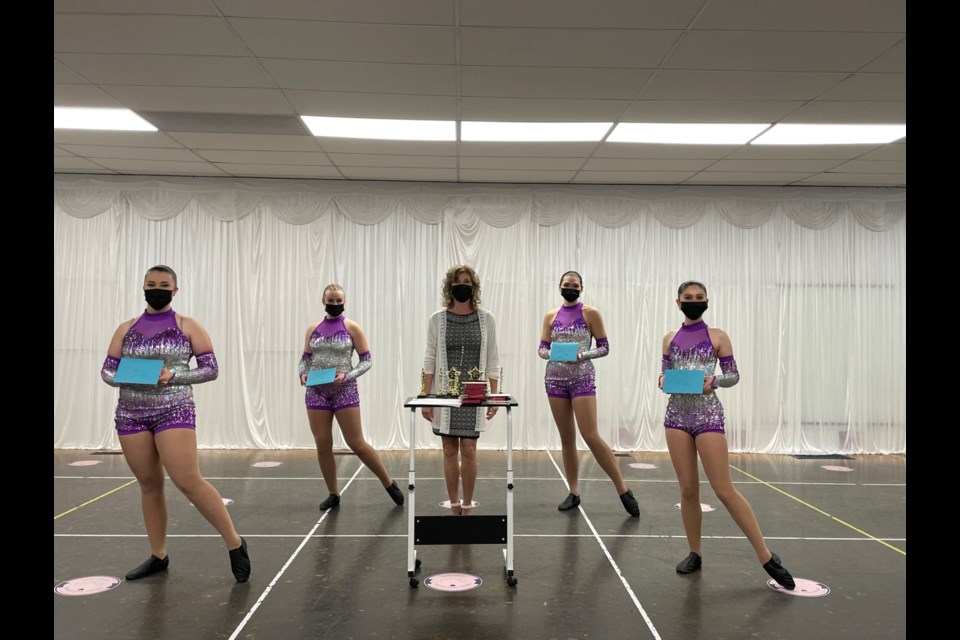School director and owner Lorie-Gay Drewitz-Gallaway, middle, is wishing farewell to the 2021 Drewitz School of Dance graduates, from left, Lyssa Strilaeff, Shayna Fichter, Madison Hrywkiw and Brielle Wakely. Photo submitted
