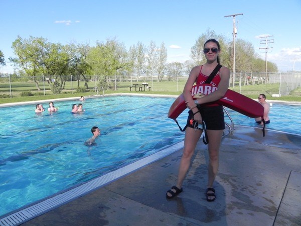 Head lifeguard Lauren Gartner stands guard on an exciting opening day at the Unity Credit Union Aquatic Centre after a one-year absence. Photo by Sherri Solomko