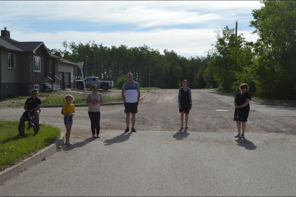 Walking to school together during the Preeceville School walk-and-roll to school day held in Preeceville on June 2 from, left, were: Connor Burym, Shae Burym, Dallas Kardynal, Ally Rock and Laura Sliva.