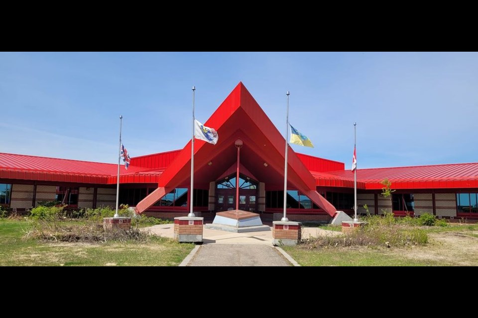 At the Chief Gabriel Cote Education Complex, flags were lowered at half-mast in honour of the 215 children whose bodies were discovered in an unmarked burial site beside a former residential school in Kamloops, B.C.