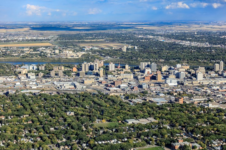 downtown saskatoon aerial getty