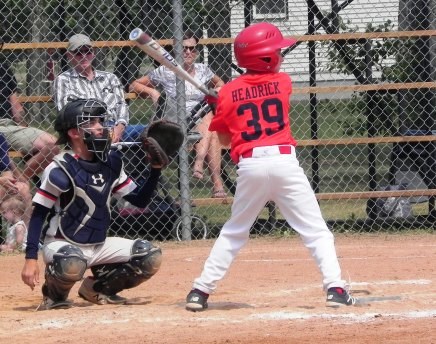 Kellen Headrick of the U13 Cardinals was at bat during the team’s warm-up tournament held in Unity July 16 weekend as they prepared for provincials. Photo by Sherri Solomko