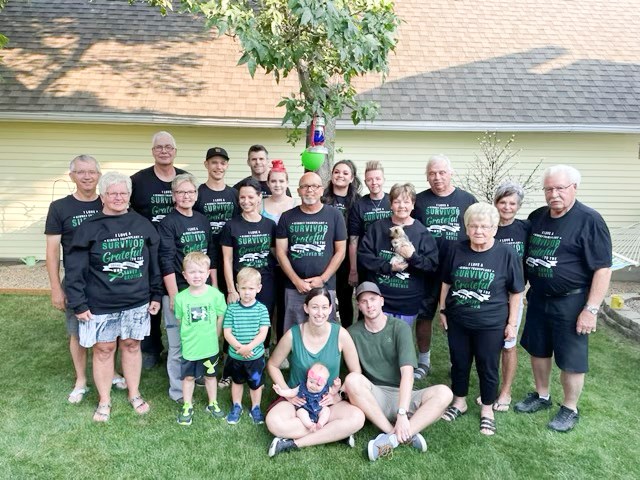 Kevin Toombs and his family gather for a group photo during a get-together July 24 in Estevan. Photo submitted