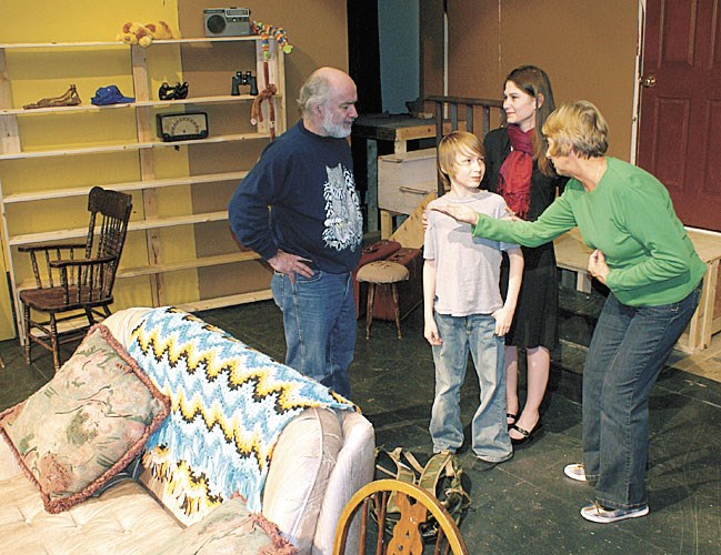 Chelsea (Connie Nightingale), centre, introduces Billy Ray Junior (Damen Erickson) to her parents Norman (John Nolan) and Ethel (Lois Watts). This is one of the scenes from "On Golden Pond", the play that is being staged at the Tommy Douglas Performing Arts Centre from April 13 to 17. The play covers a family reconciliation after a strained past. During the evenings of April 13 to 16, the play will start at 8 p.m.; and there will be a Sunday matinee at 2 p.m. on April 17.