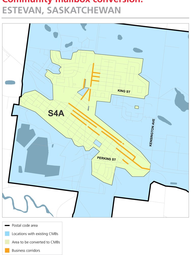 Canada Post map of Estevan