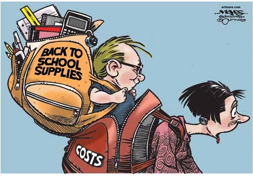 Parent carries burden of child's back-to-school costs.