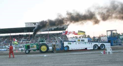 Larry Hilworth has become a major fan of tractor pulling, taking in events from the seat of the powerful machines. He and Brad Bloodoff were busy on the weekend with the local pull.