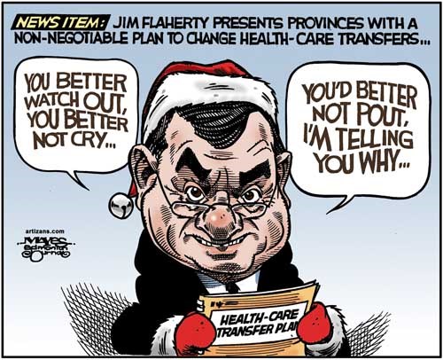 Jim Flaherty has non-negotiable Healthcare Plan for provinces.