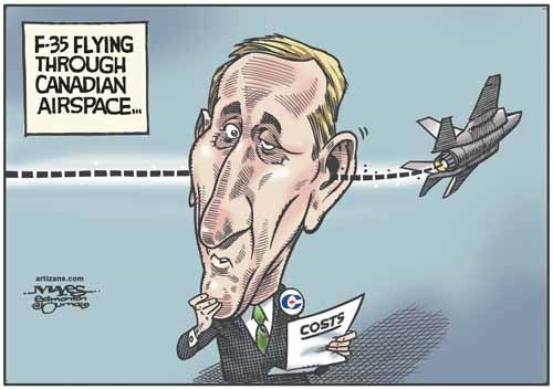 F-35 jet flies through airspace between Peter MacKay's ears.