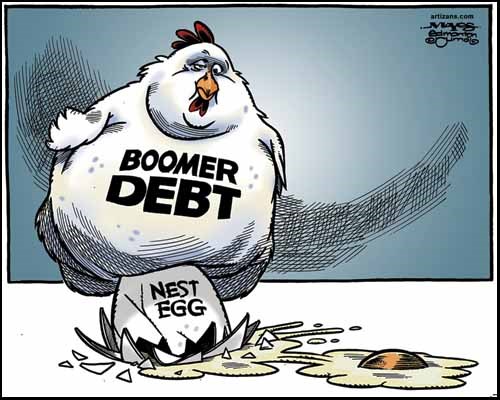 'Boomer Debt' hen crushes nest egg.