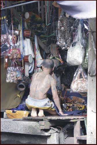 Selling local wares.